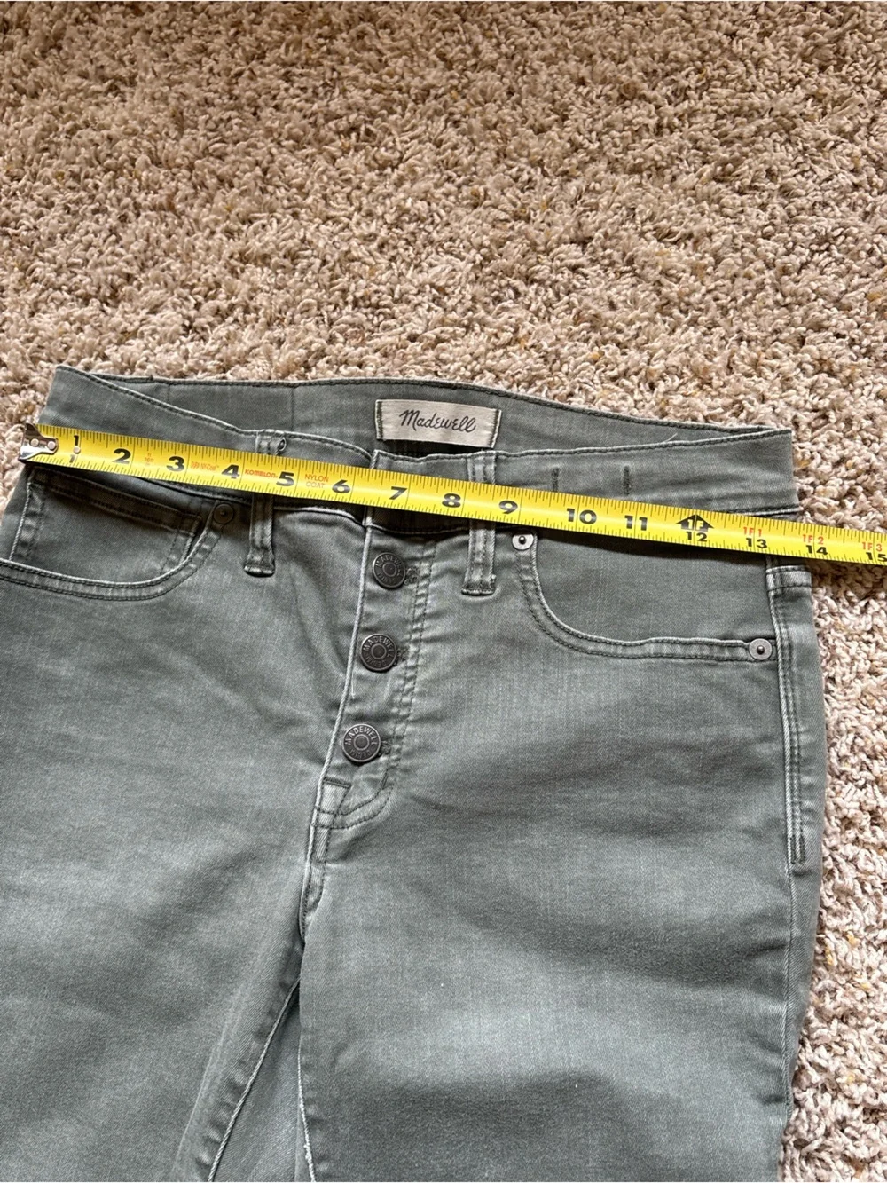 Madewell 9” High Rise Skinny Green Sz 27P